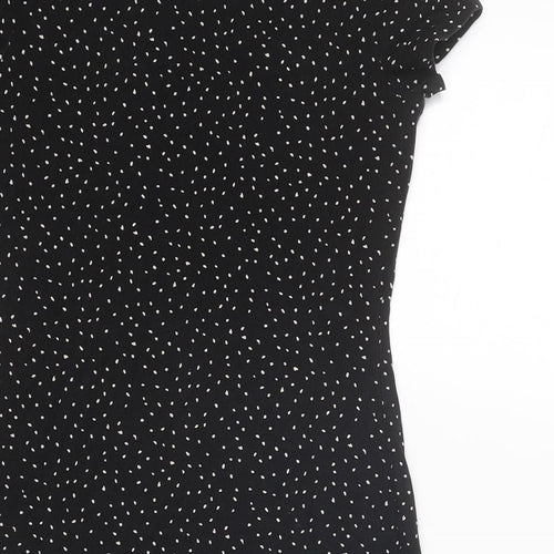 H&M Womens Black Geometric Cotton Shift Size S Scoop Neck Pullover