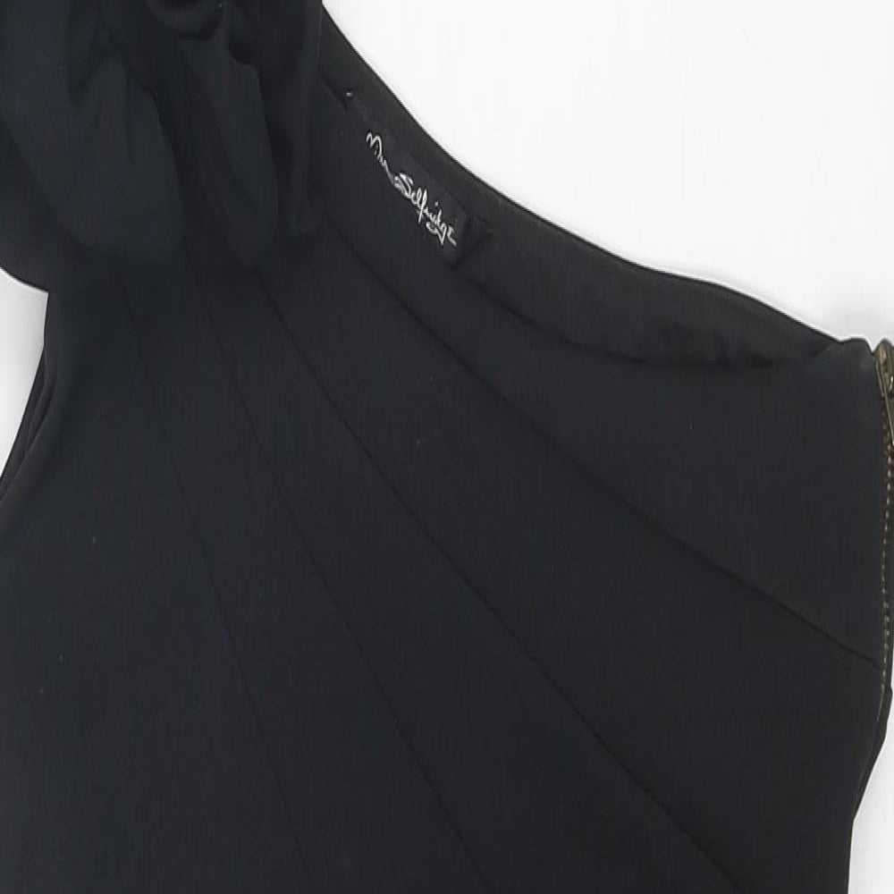 Miss Selfridge Womens Black Polyester Mini Size 10 One Shoulder Zip - Asymmetric Neckline