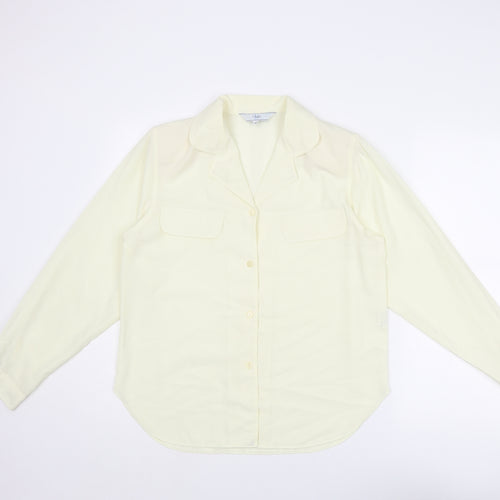 Dalia Womens Ivory Polyester Basic Button-Up Size 12 Collared