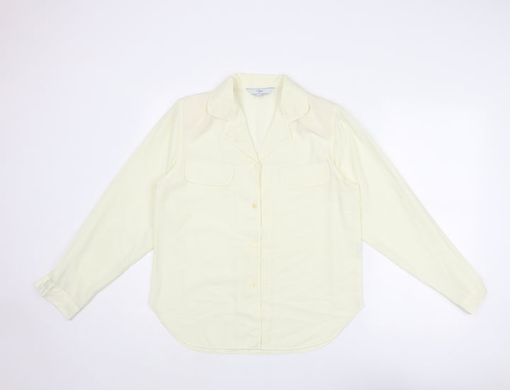 Dalia Womens Ivory Polyester Basic Button-Up Size 12 Collared