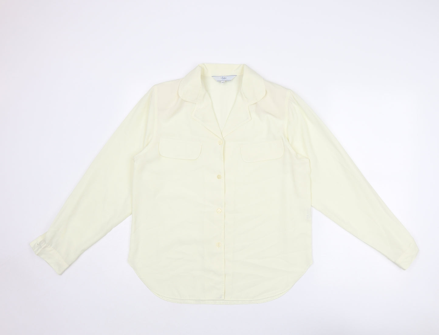 Dalia Womens Ivory Polyester Basic Button-Up Size 12 Collared