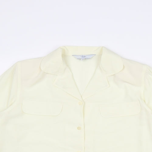 Dalia Womens Ivory Polyester Basic Button-Up Size 12 Collared