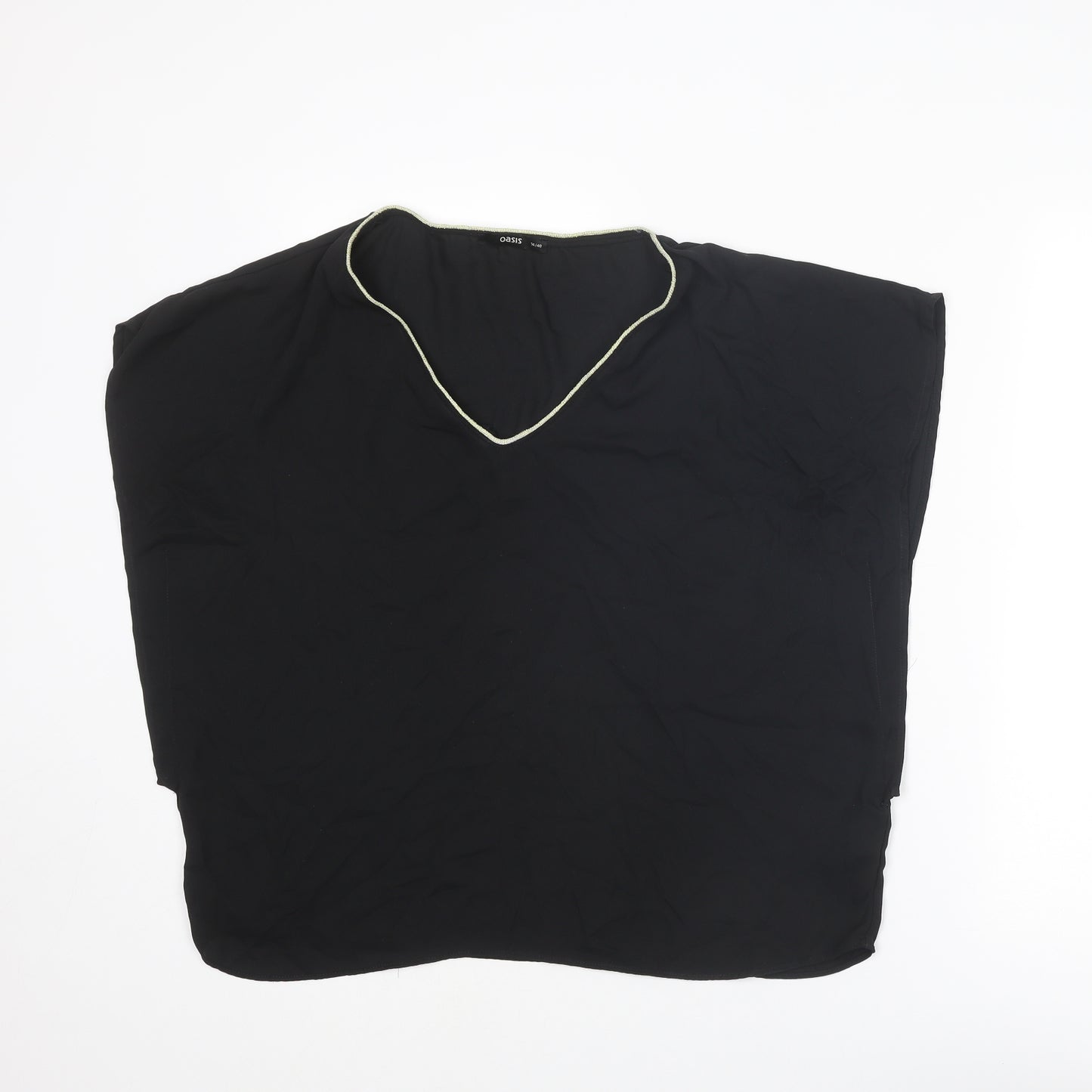 Oasis Womens Black Polyester Camisole Blouse Size 14 V-Neck