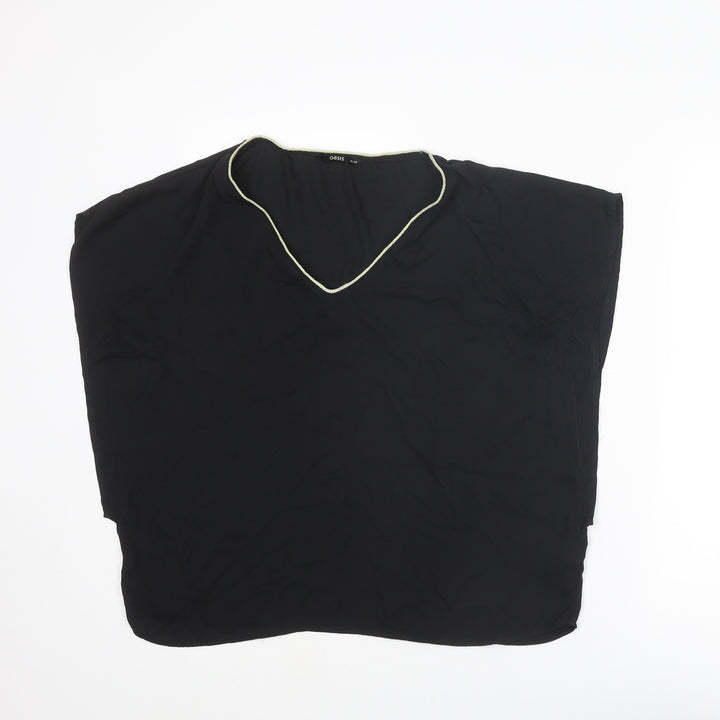 Oasis Womens Black Polyester Camisole Blouse Size 14 V-Neck