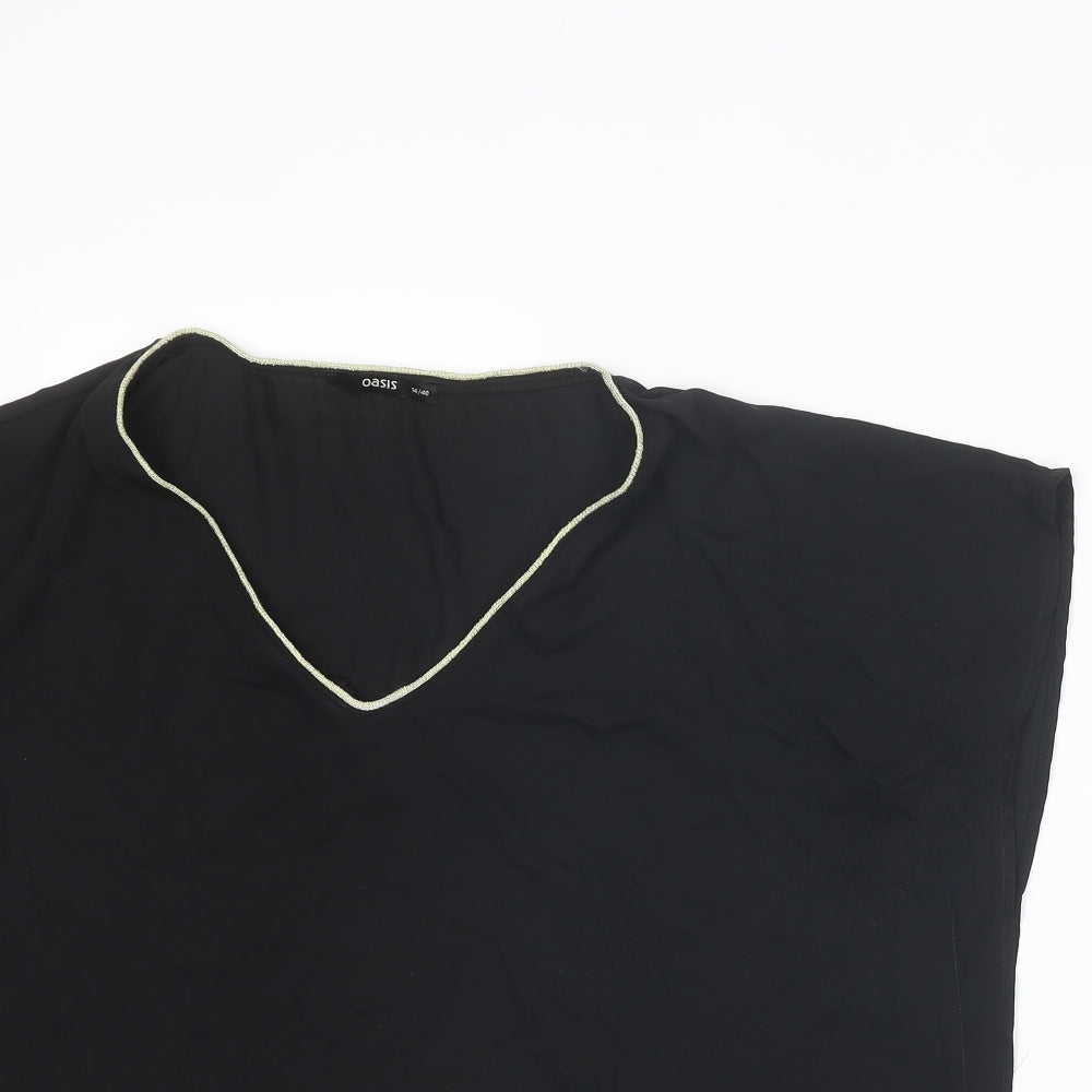 Oasis Womens Black Polyester Camisole Blouse Size 14 V-Neck