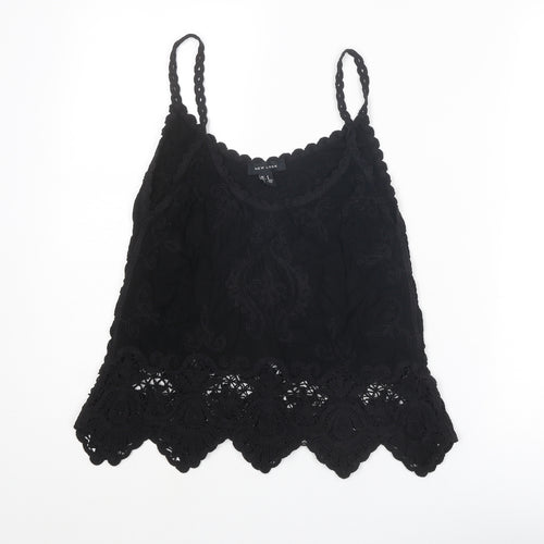 New Look Womens Black Paisley Viscose Camisole Tank Size S Scoop Neck - Crocheted Lace Detail