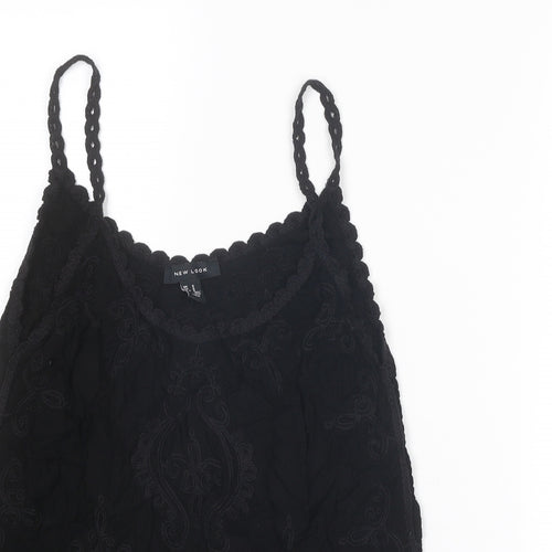 New Look Womens Black Paisley Viscose Camisole Tank Size S Scoop Neck - Crocheted Lace Detail