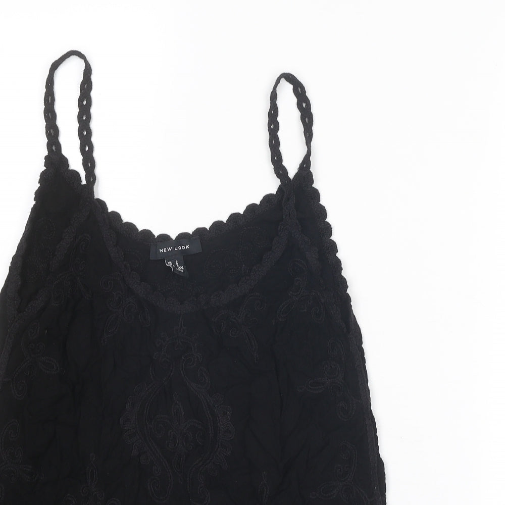 New Look Womens Black Paisley Viscose Camisole Tank Size S Scoop Neck - Crocheted Lace Detail