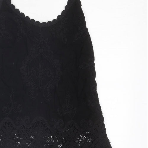 New Look Womens Black Paisley Viscose Camisole Tank Size S Scoop Neck - Crocheted Lace Detail