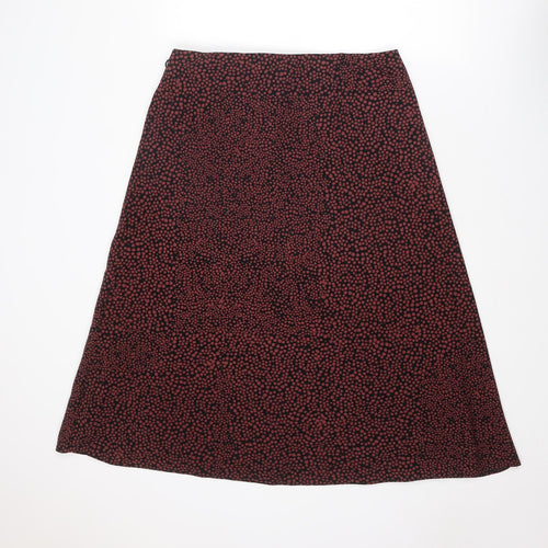 Marks and Spencer Womens Red Geometric Polyester A-Line Skirt Size 14