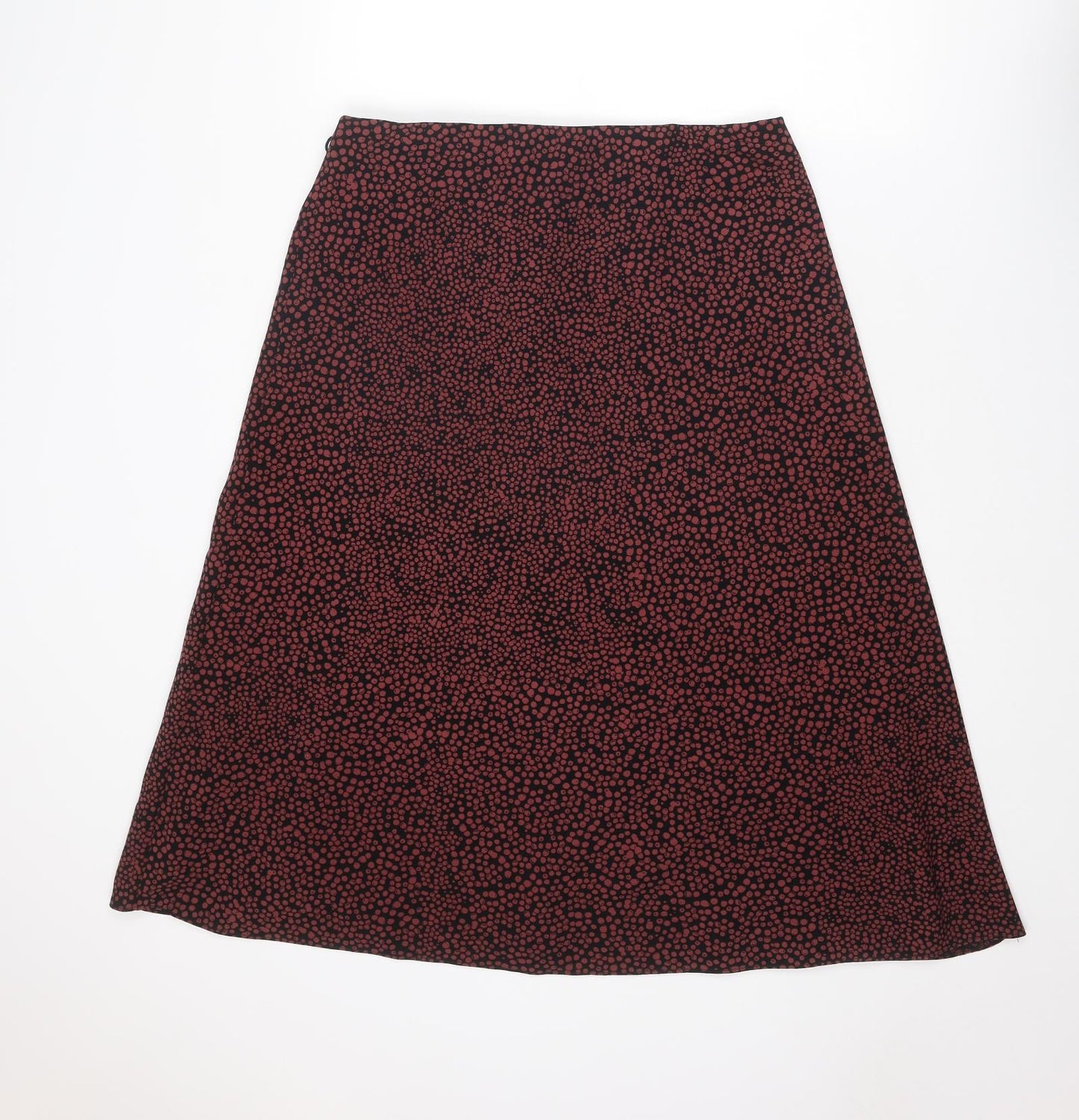 Marks and Spencer Womens Red Geometric Polyester A-Line Skirt Size 14