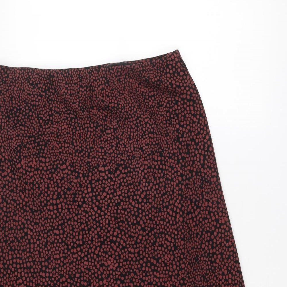 Marks and Spencer Womens Red Geometric Polyester A-Line Skirt Size 14