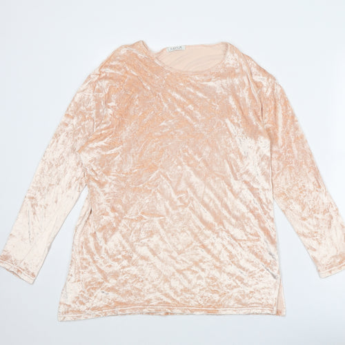 Platinum Womens Pink Viscose Basic Blouse Size M Round Neck