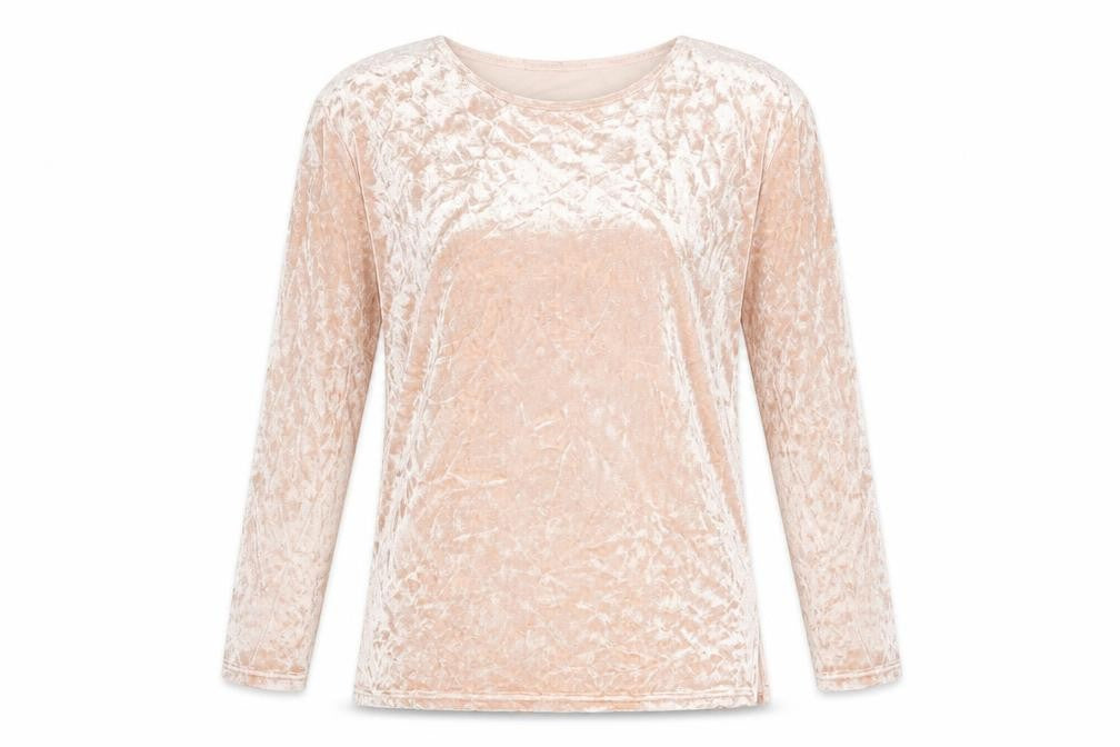 Front view of Platinum women’s pink viscose basic blouse, size M, round neck