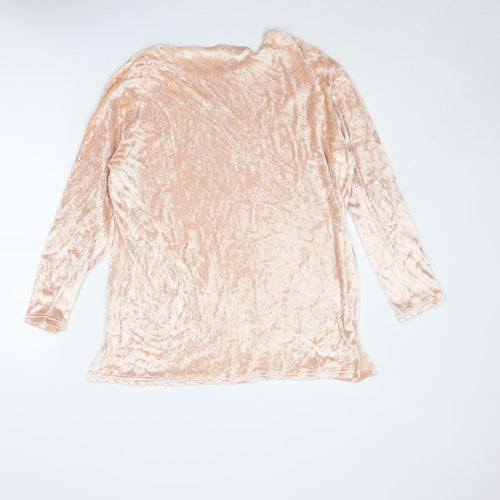 Platinum Womens Pink Viscose Basic Blouse Size M Round Neck