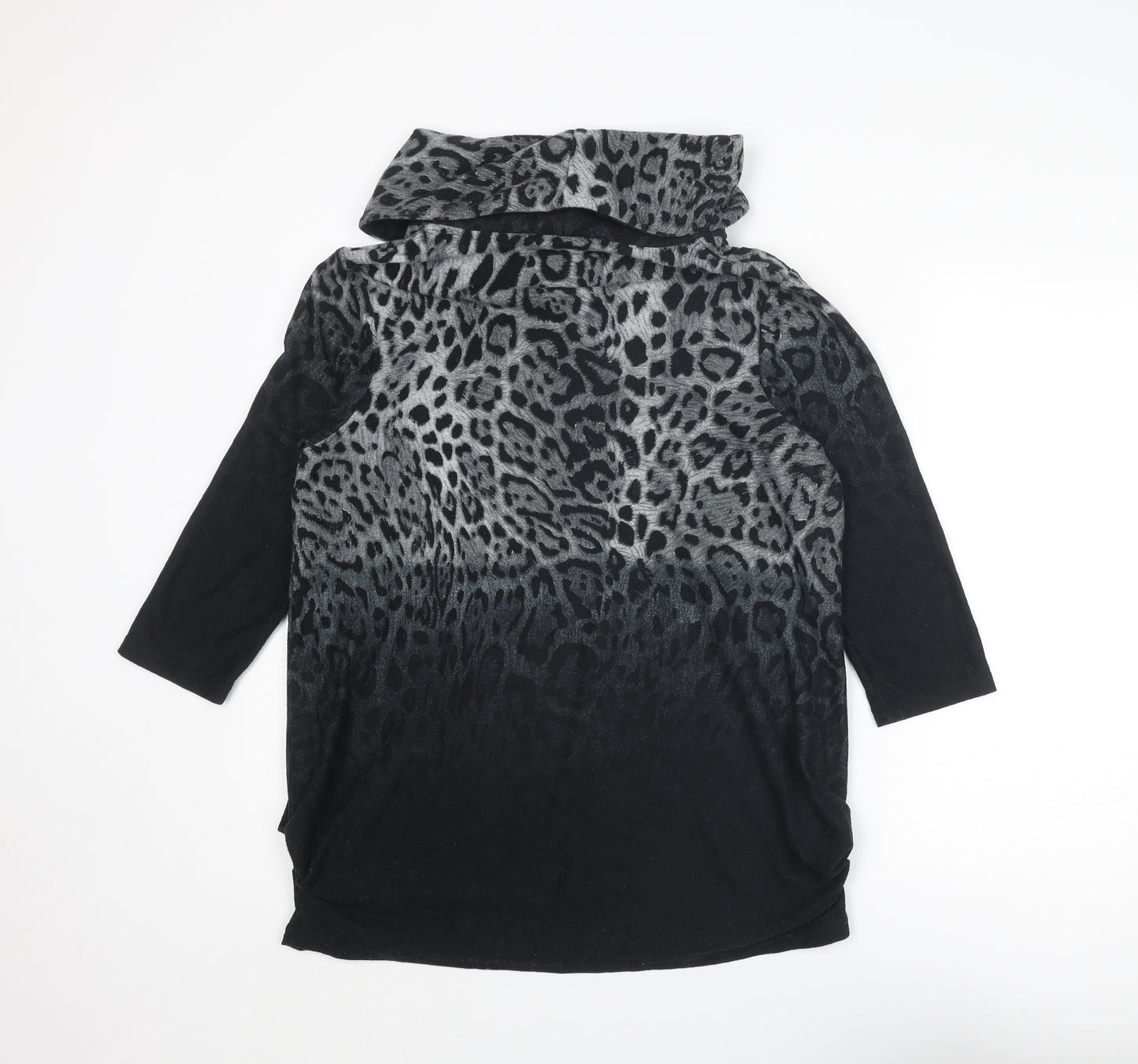 Klass Womens Black Roll Neck Animal Print Polyester Pullover Jumper Size L - Leopard Print