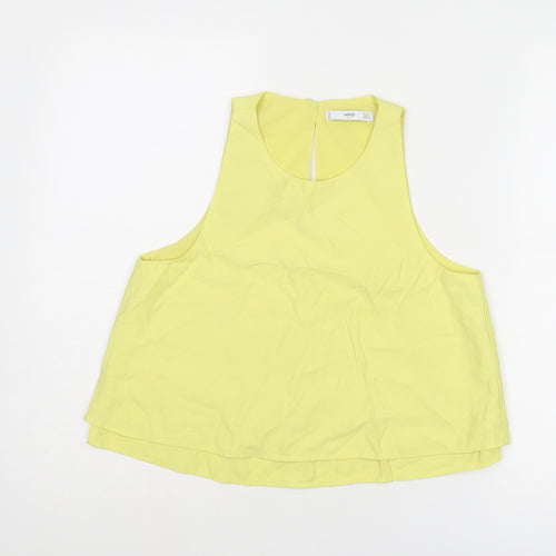 Mango Womens Yellow Viscose Basic Tank Size S Round Neck