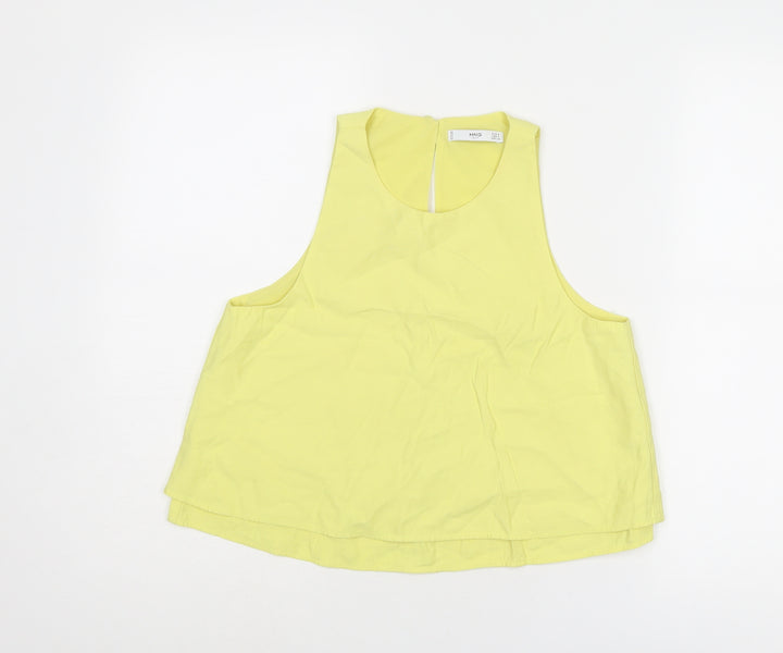 Mango Womens Yellow Viscose Basic Tank Size S Round Neck