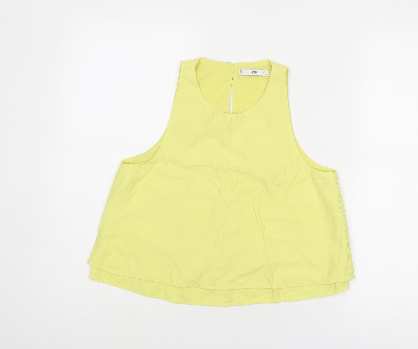 Mango Womens Yellow Viscose Basic Tank Size S Round Neck