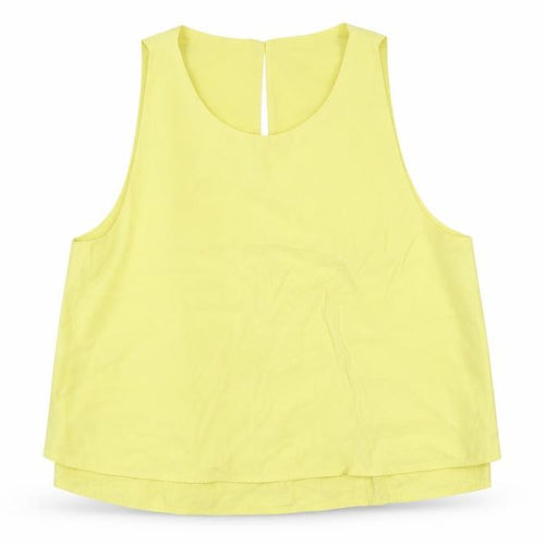 Mango Womens Yellow Viscose Basic Tank Size S Round Neck