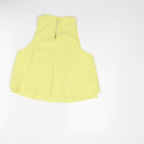 Mango Womens Yellow Viscose Basic Tank Size S Round Neck