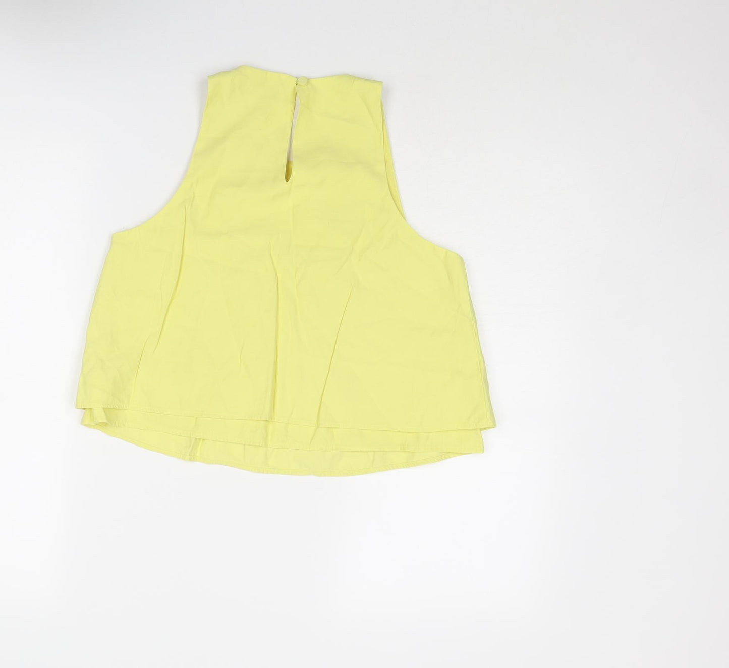 Mango Womens Yellow Viscose Basic Tank Size S Round Neck
