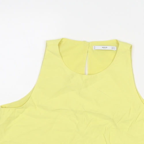 Mango Womens Yellow Viscose Basic Tank Size S Round Neck