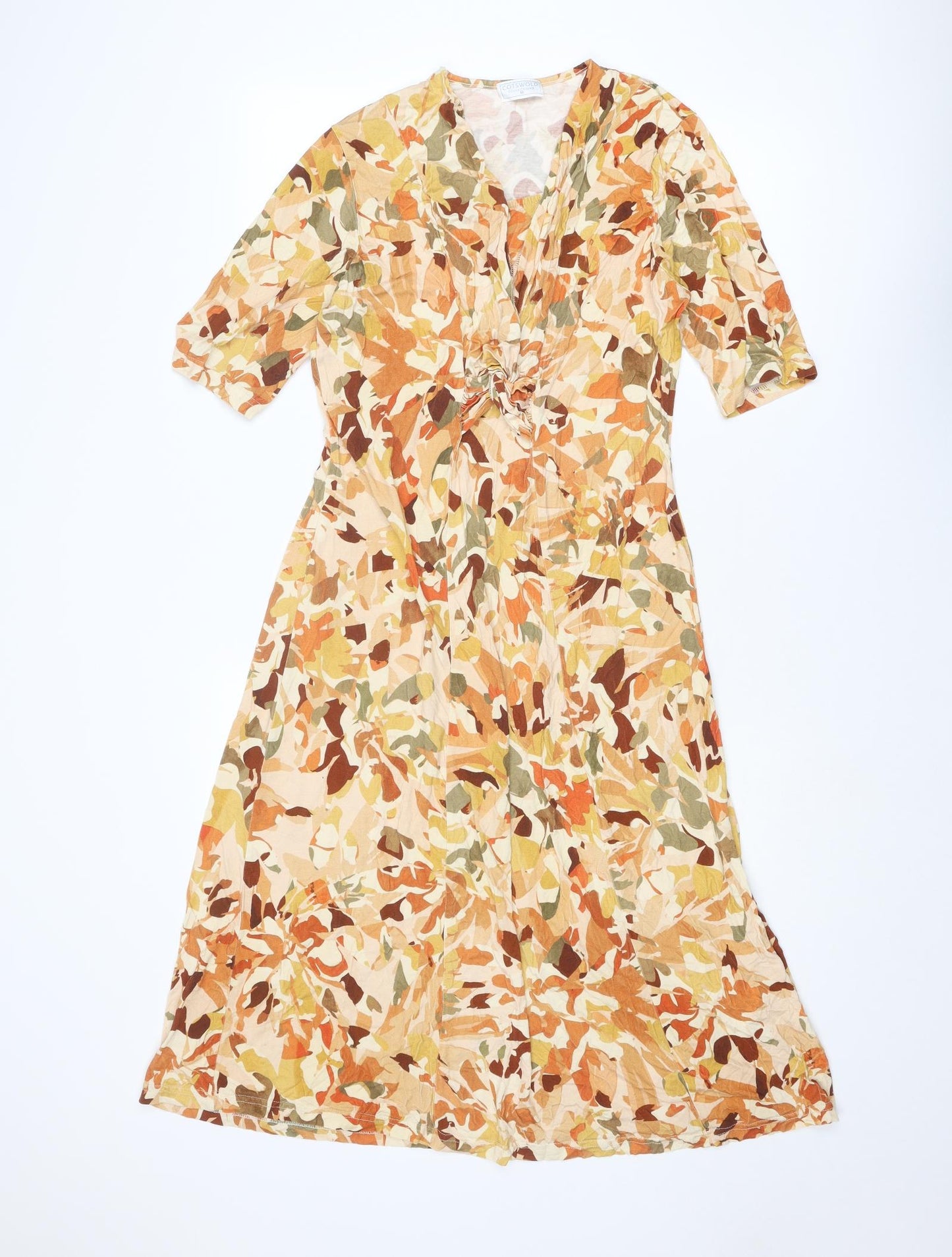 Cotswold Collections Womens Multicoloured Geometric Viscose Trapeze & Swing Size M V-Neck Pullover