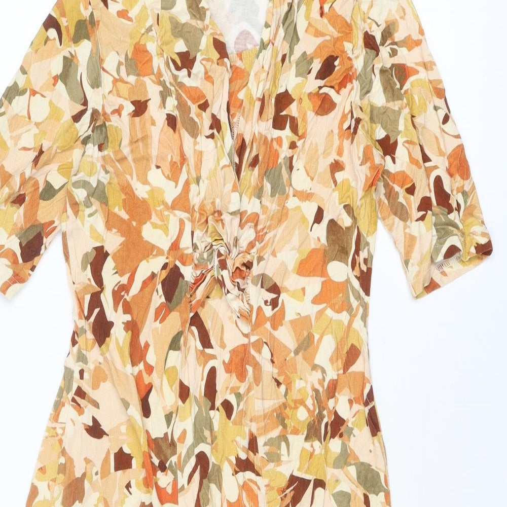 Cotswold Collections Womens Multicoloured Geometric Viscose Trapeze & Swing Size M V-Neck Pullover