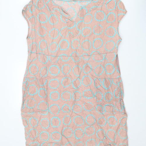 Boden Womens Pink Geometric Linen Shift Size 18 V-Neck Zip