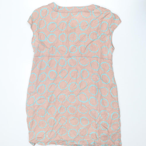 Boden Womens Pink Geometric Linen Shift Size 18 V-Neck Zip