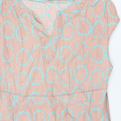 Boden Womens Pink Geometric Linen Shift Size 18 V-Neck Zip