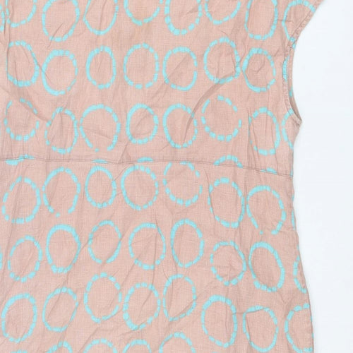 Boden Womens Pink Geometric Linen Shift Size 18 V-Neck Zip