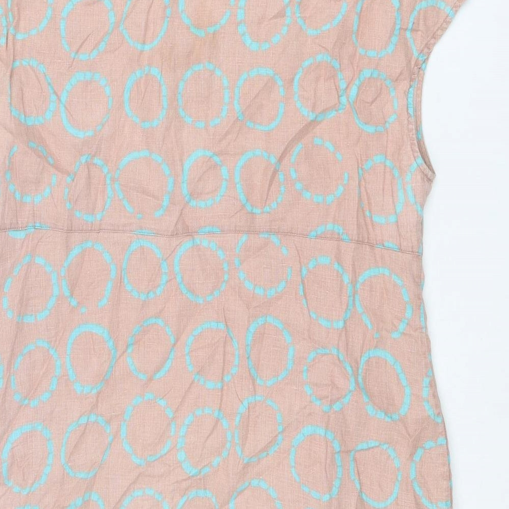 Boden Womens Pink Geometric Linen Shift Size 18 V-Neck Zip
