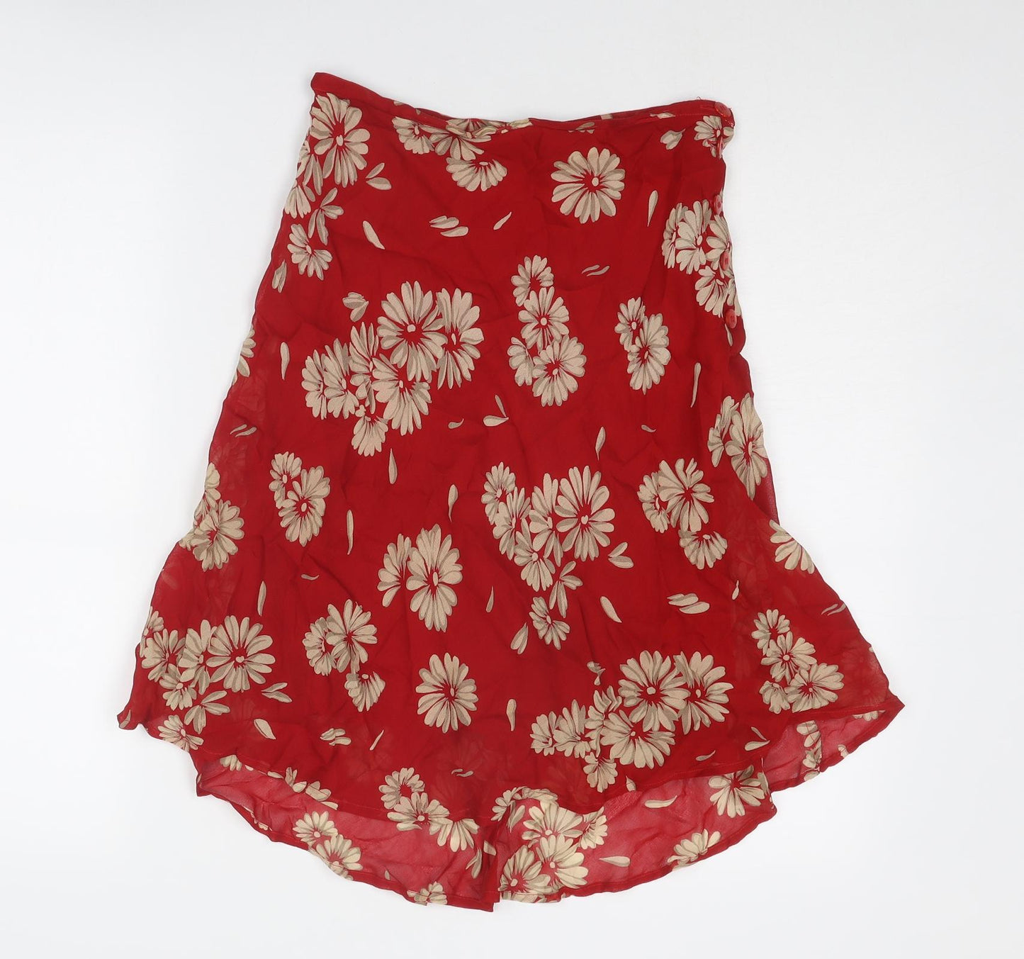 NEXT Womens Red Floral Viscose A-Line Skirt Size 8 Button