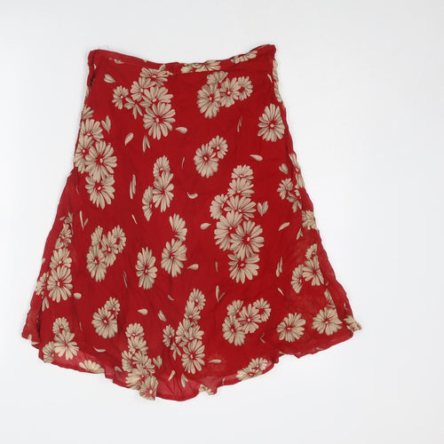 NEXT Womens Red Floral Viscose A-Line Skirt Size 8 Button