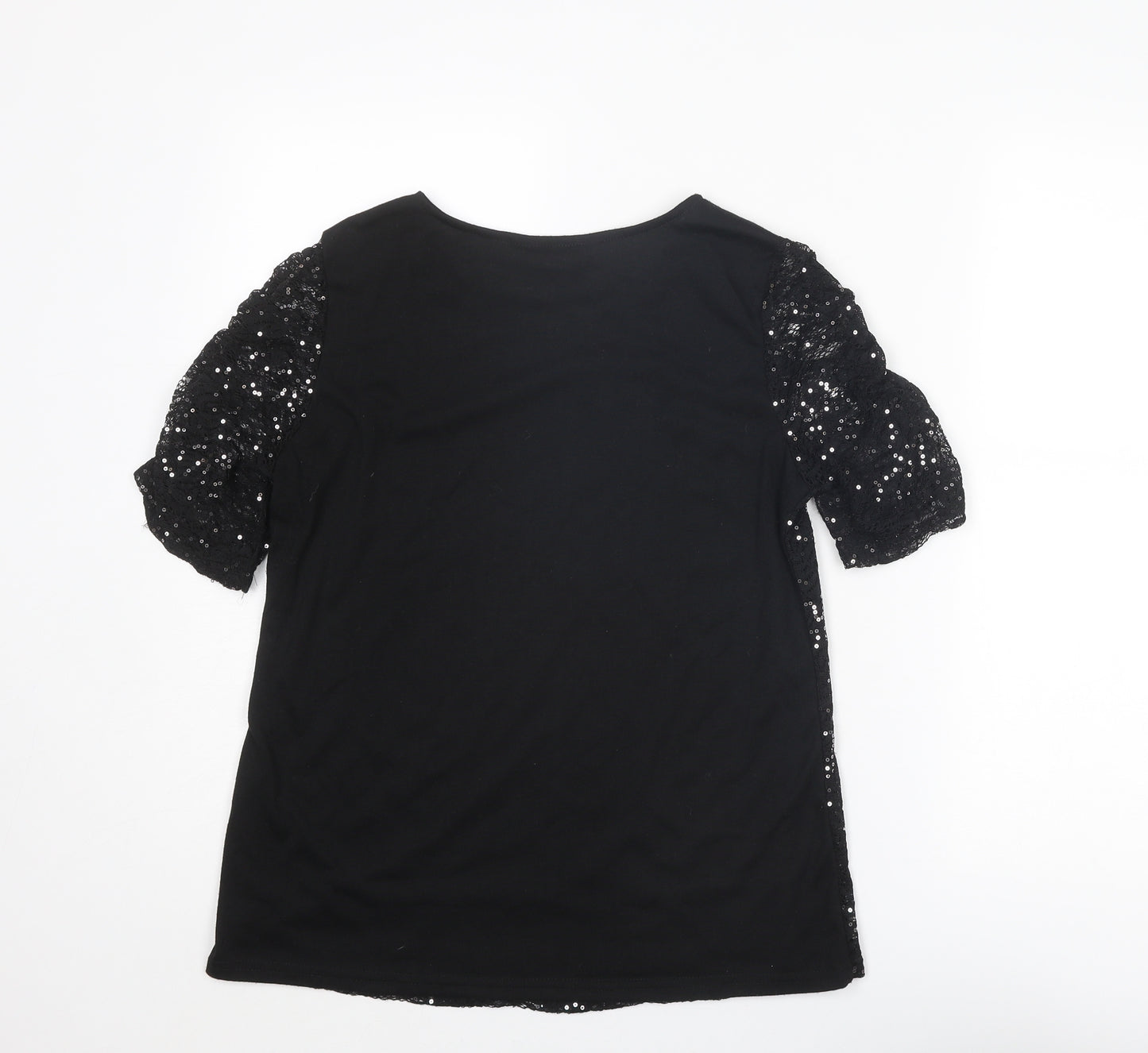 Dorothy Perkins Womens Black Polyester Basic Blouse Size 12 Boat Neck