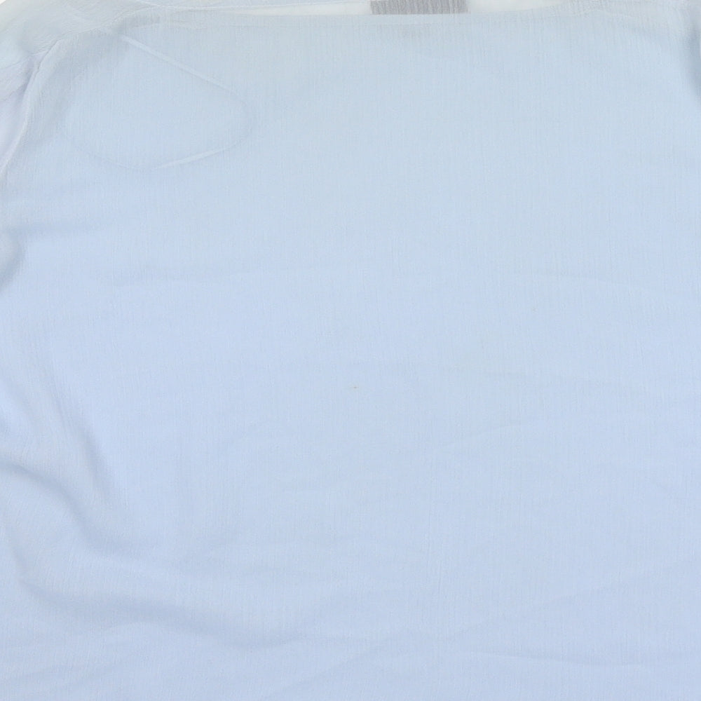 Topshop Womens Blue Polyester Basic Blouse Size 12 Boat Neck - Tie Sleeve Detail