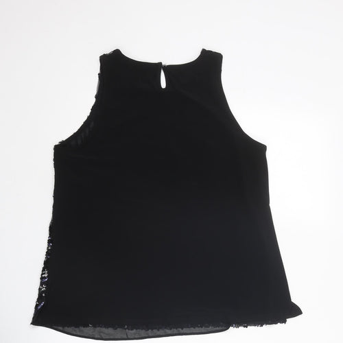Monsoon Womens Black Geometric Polyamide Basic Tank Size 16 Round Neck - Embellished