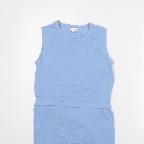 Linea Womens Blue Viscose Basic Blouse Size 8 Crew Neck