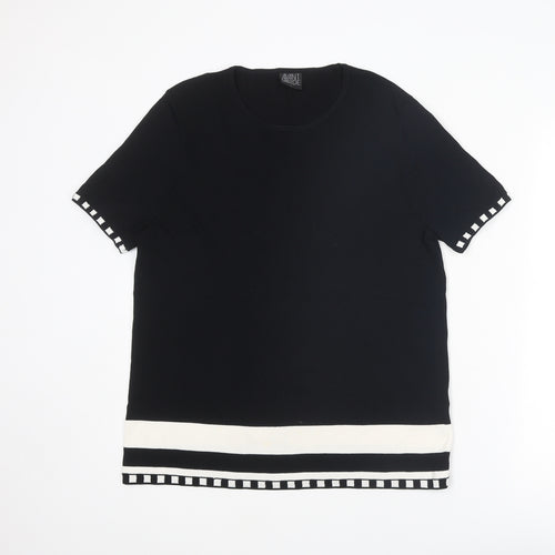 Avant Garde Womens Black Round Neck Viscose Pullover Jumper Size L