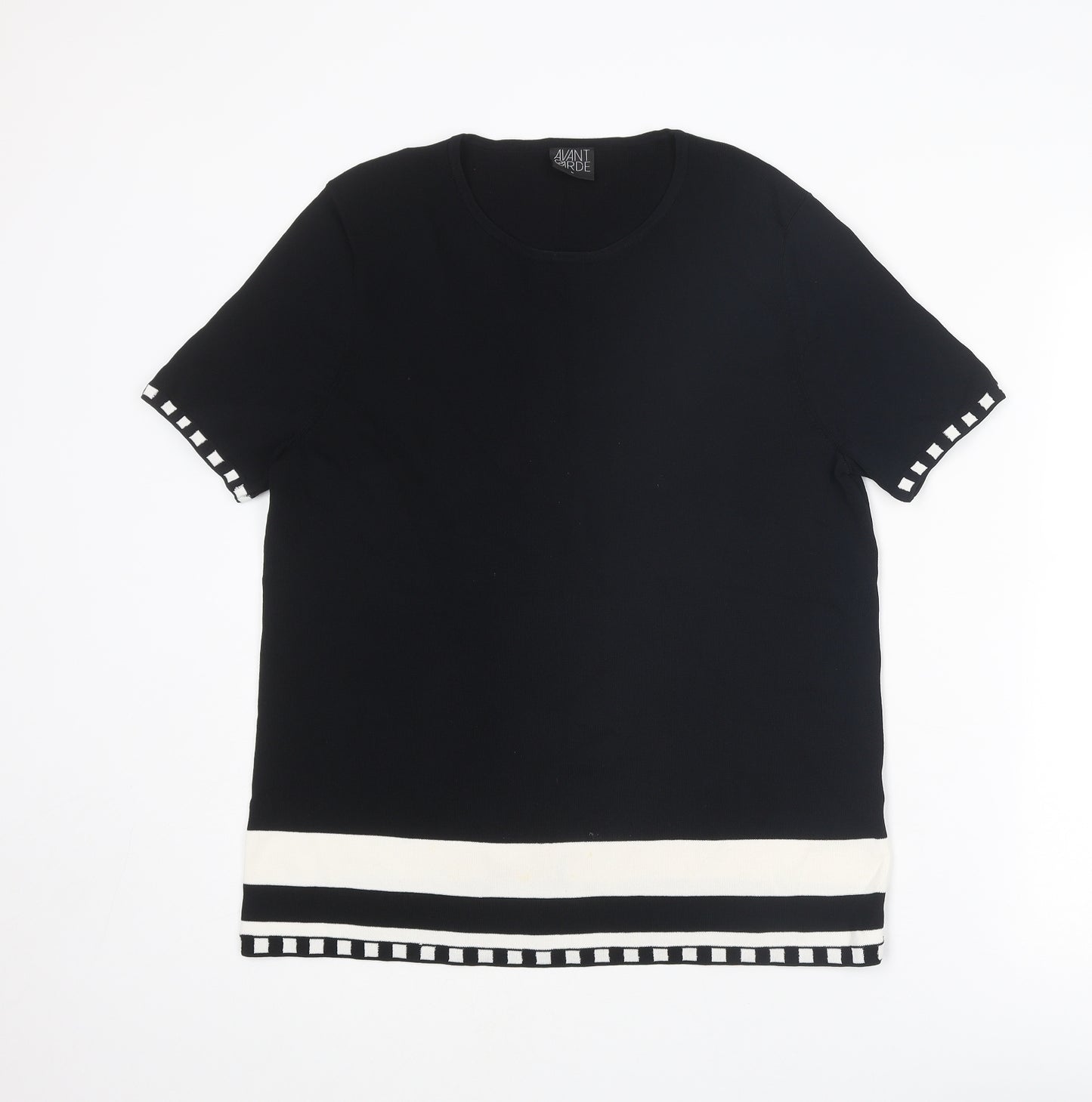 Avant Garde Womens Black Round Neck Viscose Pullover Jumper Size L