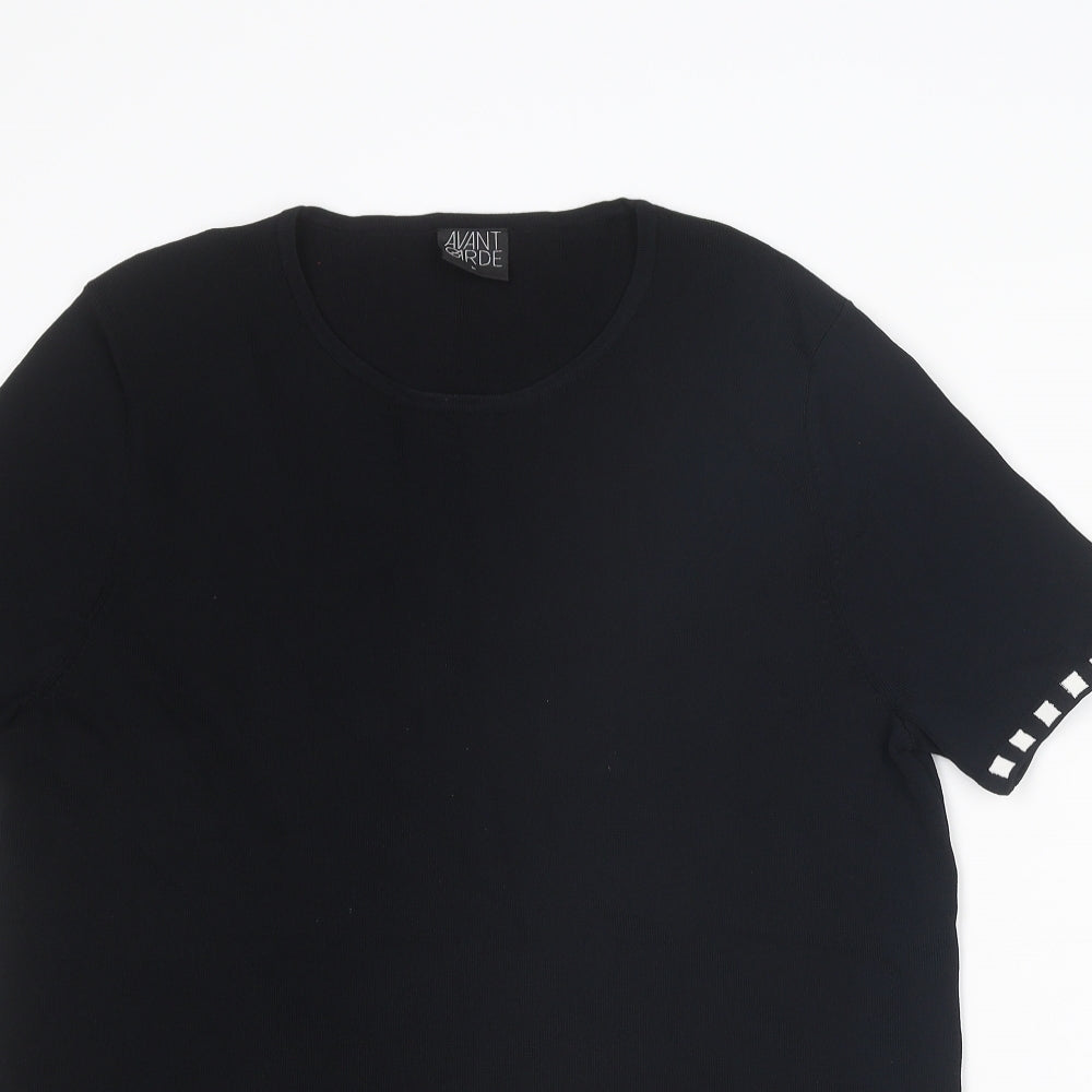 Avant Garde Womens Black Round Neck Viscose Pullover Jumper Size L