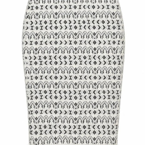 Marks and Spencer Womens Ivory Geometric Cotton Bandage Skirt Size 10
