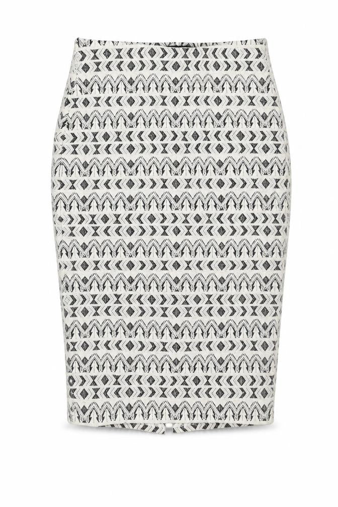 Marks and Spencer Womens Ivory Geometric Cotton Bandage Skirt Size 10