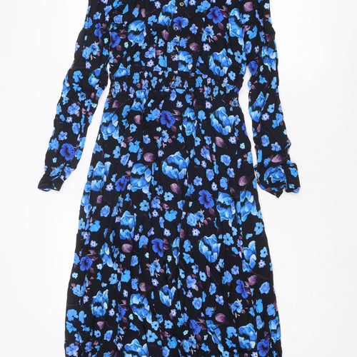 Finery Womens Blue Floral Viscose Shirt Dress Size 10 Collared Button