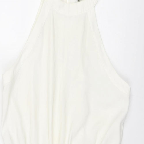 River Island Womens White Polyester Playsuit One-Piece Size 8 L3 in Button