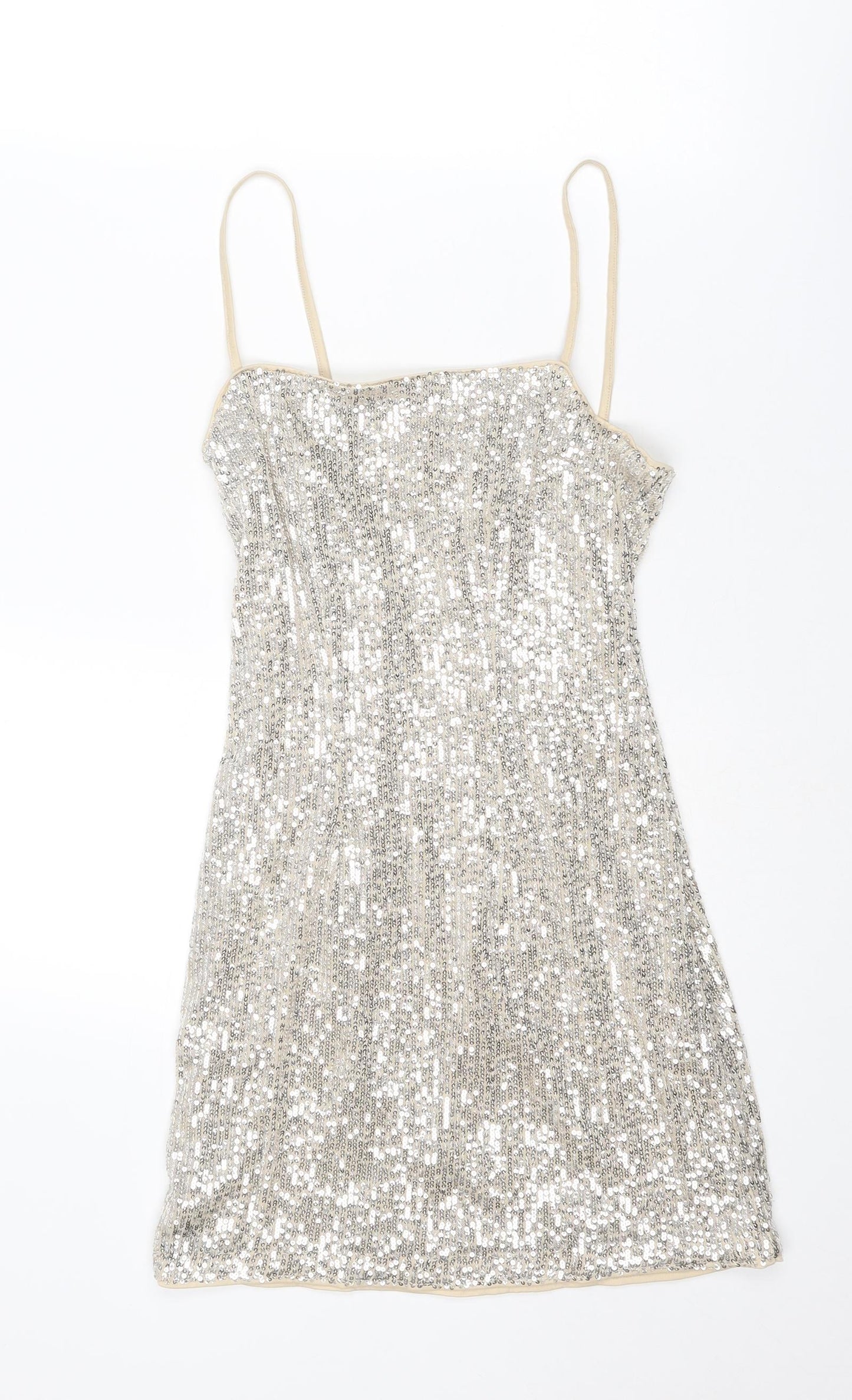 Divided by H&M Womens Silver Polyester Slip Dress Size XS Cowl Neck Pullover