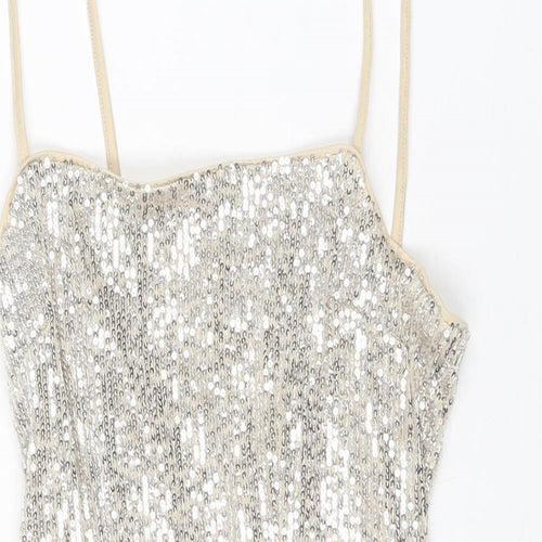 Divided by H&M Womens Silver Polyester Slip Dress Size XS Cowl Neck Pullover