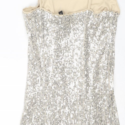 Divided by H&M Womens Silver Polyester Slip Dress Size XS Cowl Neck Pullover